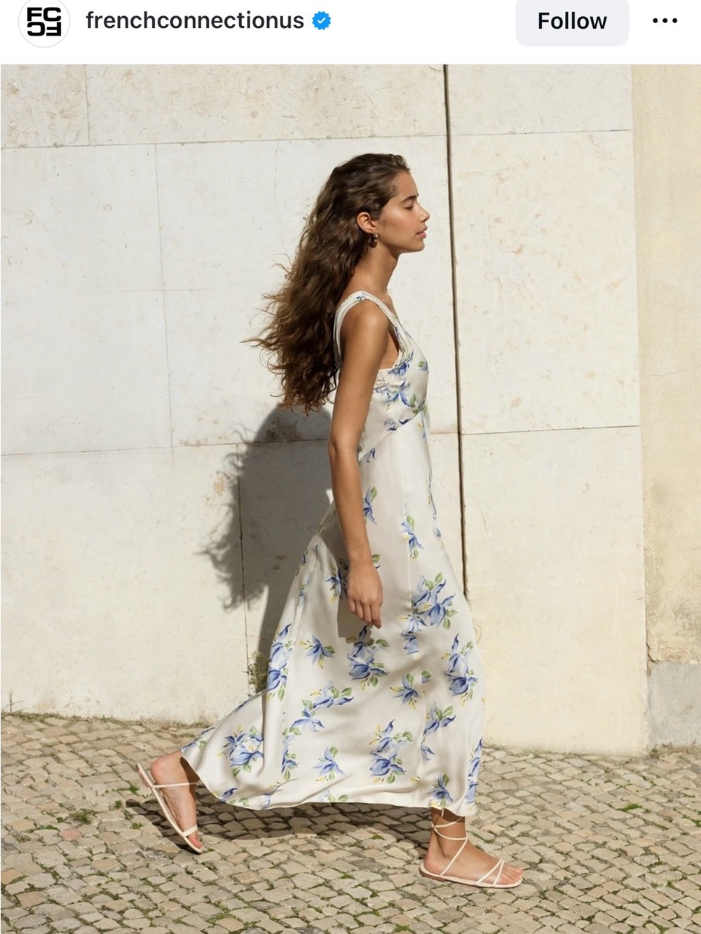 French Connection Ennis Vivian Satin Madaxi Dress - Pale Iris Multi US 8